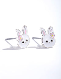 Silver Cute Bunny Stud Earrings - link has visual effect only
