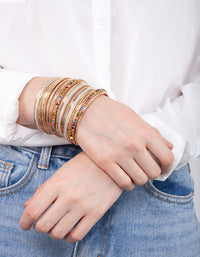 Gold Multi Stone Cupchain & Glitter Bangle 20-Pack - link has visual effect only