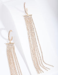 Gold Diamante Fringe Huggie Earrings - link has visual effect only