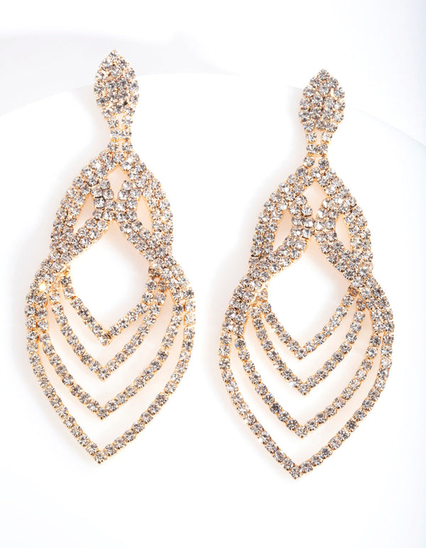 Gold Layered Tiered Drop Earrings