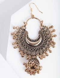 Antique Gold Bead Drop Jhumka Earrings - link has visual effect only