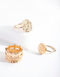 Gold Textured Disc Ring Stack 5-Pack - link has visual effect only
