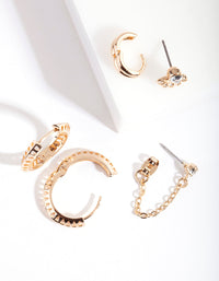Gold Diamante Filigree Hoop Earring Pack - link has visual effect only