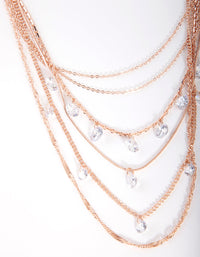 Rose Gold Cubic Zirconia Multi Chain Necklace - link has visual effect only