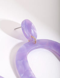 Purple Acrylic Oval Drop Earrings - link has visual effect only
