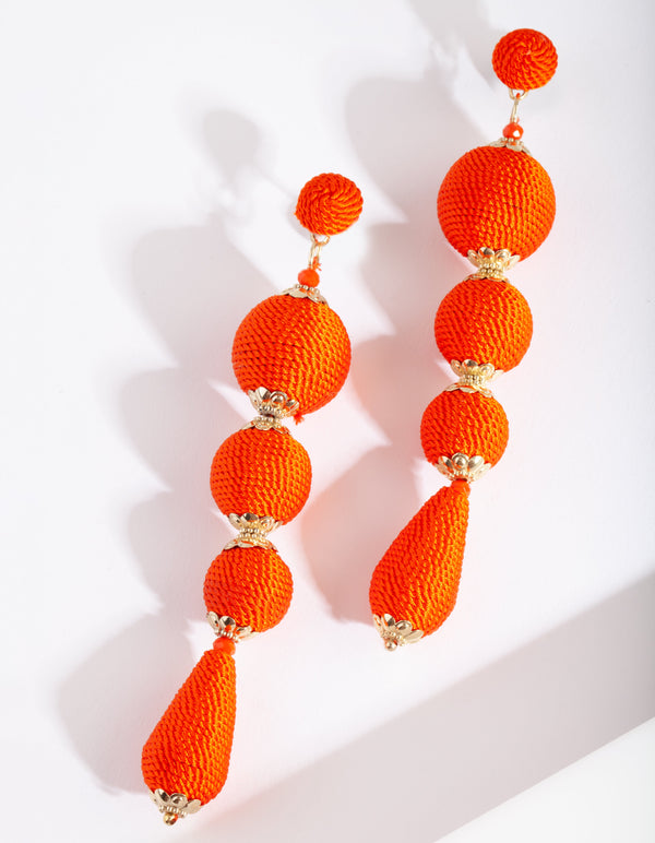 Orange Thread Drop Earrings