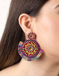 Fabric Bright Disc Tassel Earrings - link has visual effect only