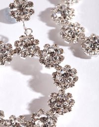 Silver Diamante Flower Circle Earrings - link has visual effect only