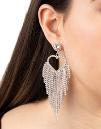 Silver Cupchain Heart Drop Earring - link has visual effect only