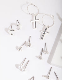 Silver Cross & Moon Earring 12-Pack - link has visual effect only