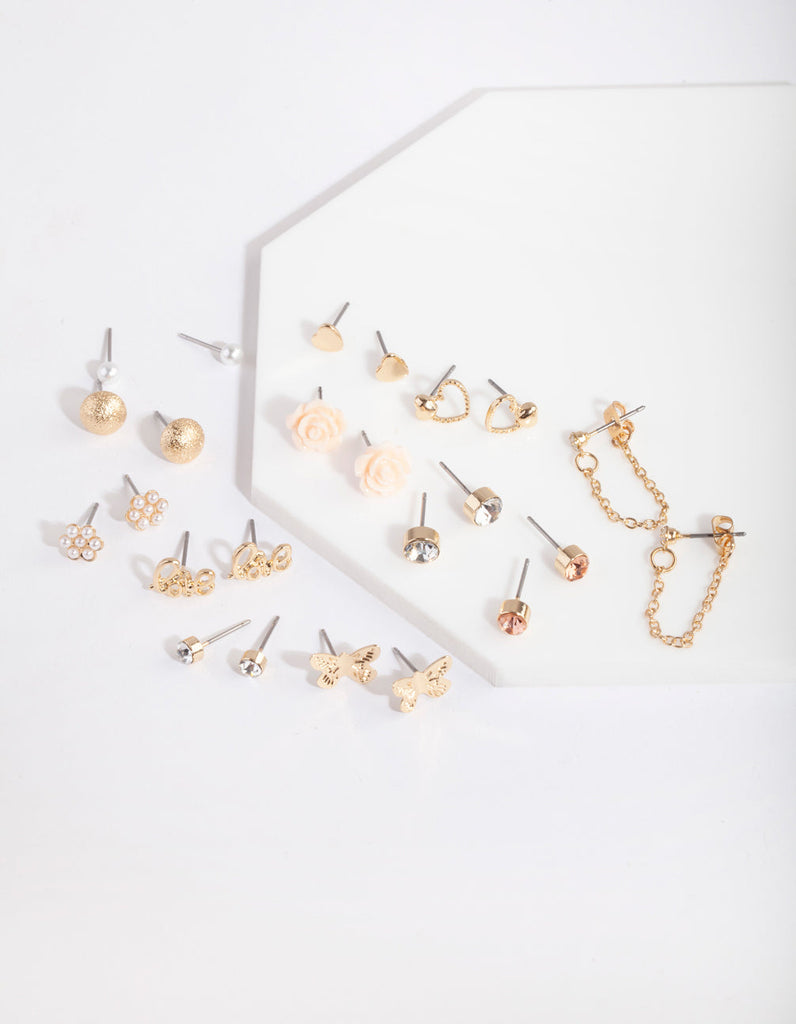 Gold Flower & Pearl Earring 12-Pack - Lovisa