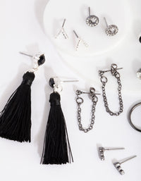 Mixed Metal Tassel & Chain Earring 12-Pack - link has visual effect only