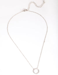 Rhodium Cubic Zirconia Open Circle Necklace - link has visual effect only