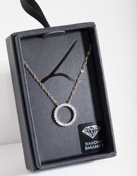 Rhodium Cubic Zirconia Open Circle Necklace - link has visual effect only