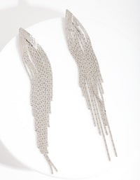 Rhodium Textured Tassel Earrings - link has visual effect only