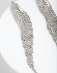 Rhodium Textured Tassel Earrings - link has visual effect only