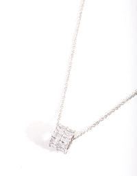 Diamond Simulant Double Row Baguette Necklace - link has visual effect only