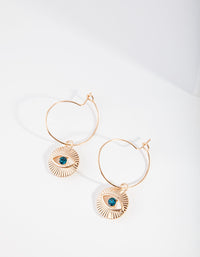 Gold Stone Evil Eye Hoop Earrings - link has visual effect only