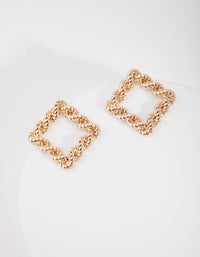 Gold Rope Knot Square Stud Earrings - link has visual effect only