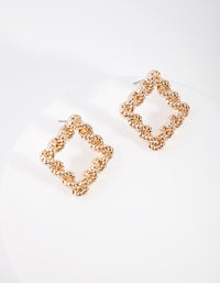 Gold Rope Knot Square Stud Earrings - link has visual effect only