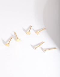 Gold Plated Sterling Silver Star & Heart Stud Earring Pack - link has visual effect only