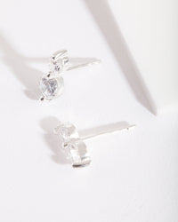 Silver Cubic Zirconia Double Stone Earrings - link has visual effect only