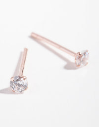 Rose Gold Plated Sterling Silver Cubic Zirconia Baby Carat Stud Earrings - link has visual effect only