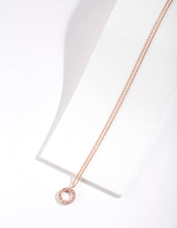 Rose Gold Plated Sterling Silver Cubic Zirconia Circle Necklace - link has visual effect only