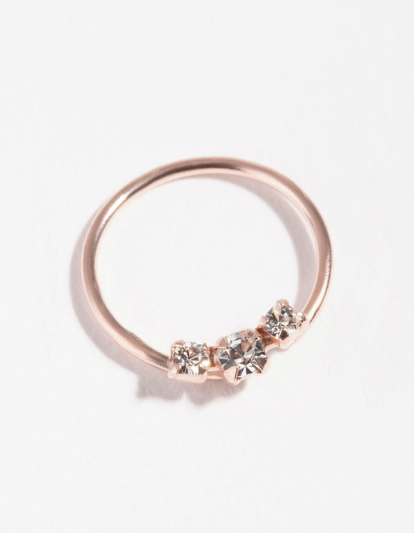 Rose Gold Plated Sterling Silver Diamante Nose Ring