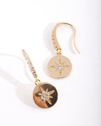 Gold Plated Diamante Starburst Drop Earrings - link has visual effect only