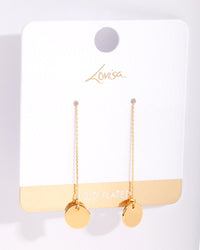 Gold Plated Plain Disc Thread Through Earrings - link has visual effect only