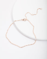 Rose Gold Plated Fine Twist Chain Anklet - link has visual effect only