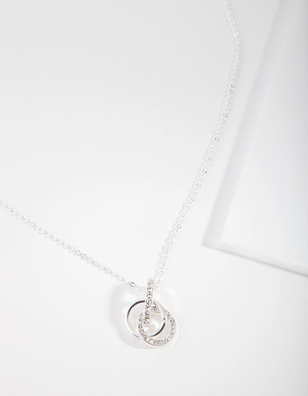 Silver Diamond Simulant Circle Necklace