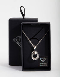 Silver Diamond Simulant Circle Necklace - link has visual effect only