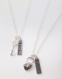 Kids Silver Lock & Key Necklace Set - link has visual effect only