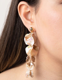 Gold Reflective Petal Drop Earrings - link has visual effect only