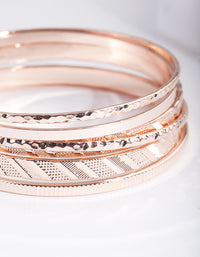 Rose Gold Textured Strip Bangle 6-Pack - link has visual effect only