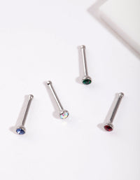 Rhodium Jewel Nose Stud 4-Pack - link has visual effect only