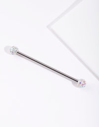 Silver Industrial Cartilage Piercing - link has visual effect only