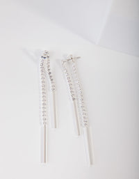 Silver Cubic Zirconia Cupchain & Bar Drop Earrings - link has visual effect only