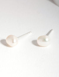 Sterling Siver Organic Freshwater Pearl Stud Earrings - link has visual effect only