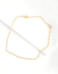 Gold Plated Sterling Silver Figaro Chain Bracelet Anklet - link has visual effect only