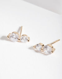 Gold Plated Sterling Silver Double Crystal Stud Earrings - link has visual effect only
