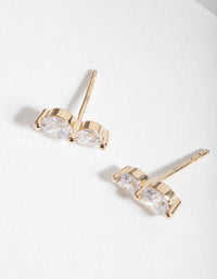 Gold Plated Sterling Silver Double Crystal Stud Earrings - link has visual effect only