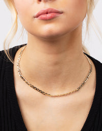Gold Plated Flat Mariner Chain Necklace - link has visual effect only