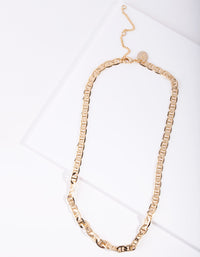 Gold Plated Flat Mariner Chain Necklace - link has visual effect only