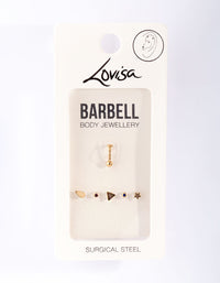 Gold Surgical Steel Mixed Barbell Earrings - link has visual effect only