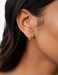 Sterling Silver Pearl Hoop Earrings - link has visual effect only