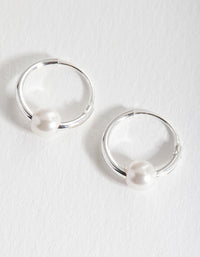 Sterling Silver Pearl Hoop Earrings - link has visual effect only