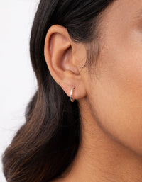 Sterling Silver 1.2cm Textured Hoop Earrings - link has visual effect only
